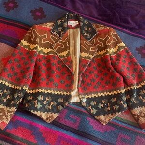 Western Women's Red and Brown Patterned Blazer